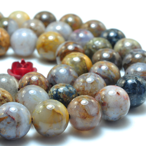 YesBeads Natural Pietersite smooth round loose beads gemstone wholesale jewelry 15"