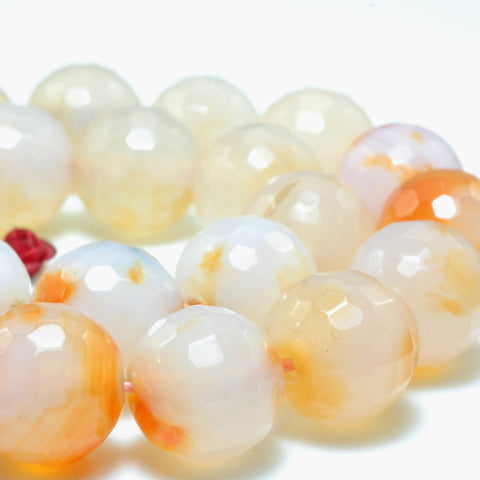 YesBeads Rainbow Agate faceted round loose beads wholesale gemstone jewelry 14mm 15"