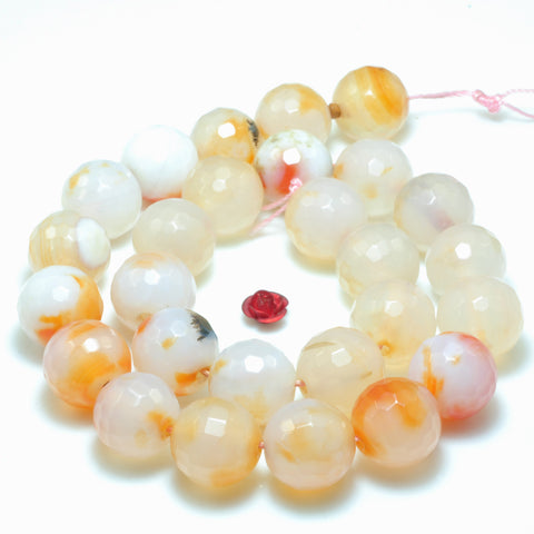 YesBeads Rainbow Agate faceted round loose beads wholesale gemstone jewelry 14mm 15"