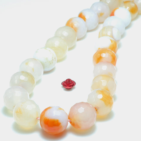 YesBeads Rainbow Agate faceted round loose beads wholesale gemstone jewelry 14mm 15"