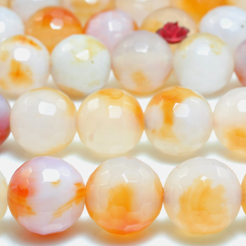 YesBeads Rainbow Agate faceted round loose beads wholesale gemstone jewelry 14mm 15"