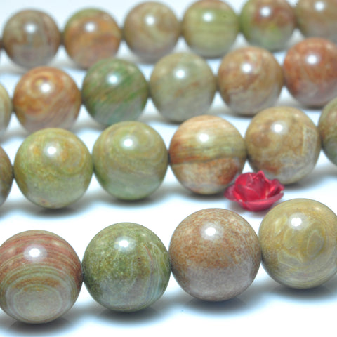 YesBeads Natural Rainbow Zebra Jasper stone smooth round beads wholesale gemstone 15"