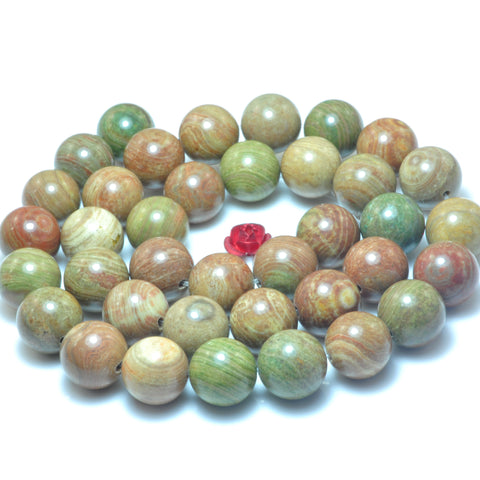 YesBeads Natural Rainbow Zebra Jasper stone smooth round beads wholesale gemstone 15"
