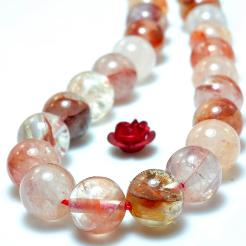 Natural Red Hematoid Quartz Crystal smooth round beads wholesale gemstone jewelry