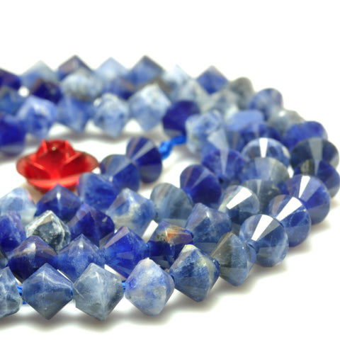 YesBeads Natural Blue Sodalite faceted disc rondelle beads gemstone wholesale jewelry 4mm 15"