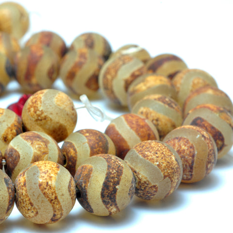 YesBeads Tibetan Agate Dzi wave agate matte round beads wholesale gemstone jewelry 6mm8mm 15"