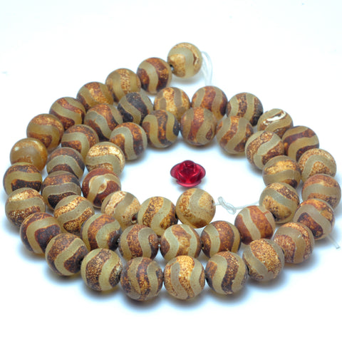 YesBeads Tibetan Agate Dzi wave agate matte round beads wholesale gemstone jewelry 6mm8mm 15"