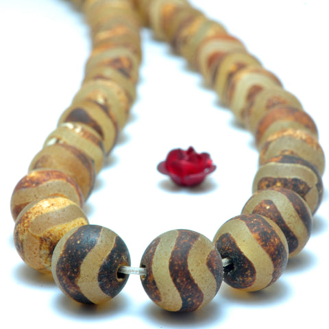 YesBeads Tibetan Agate Dzi wave agate matte round beads wholesale gemstone jewelry 6mm8mm 15"