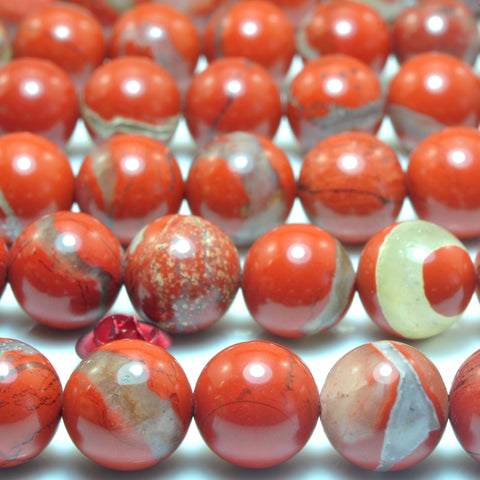 YesBeads Natural Red Jasper smooth round beads gemstone wholesale jewelry 8mm 10mm 15"