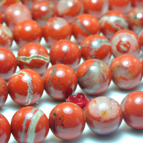 YesBeads Natural Red Jasper smooth round beads gemstone wholesale jewelry 8mm 10mm 15"