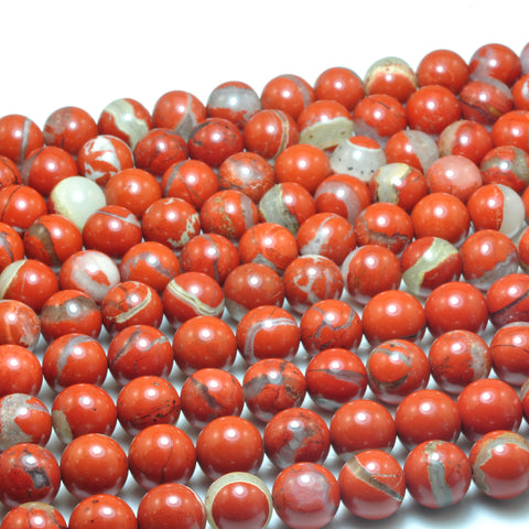 YesBeads Natural Red Jasper smooth round beads gemstone wholesale jewelry 8mm 10mm 15"