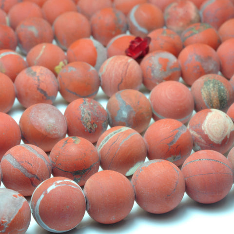 YesBeads Natural Red Jasper matte loose round beads wholesale gemstone jewelry 8mm 10mm 15"