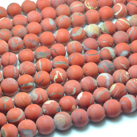 YesBeads Natural Red Jasper matte loose round beads wholesale gemstone jewelry 8mm 10mm 15"