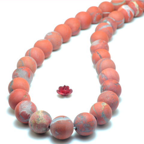 YesBeads Natural Red Jasper matte loose round beads wholesale gemstone jewelry 8mm 10mm 15"