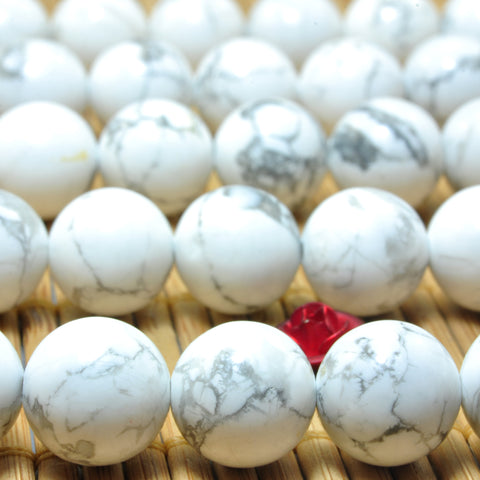 YesBeads Natural White Howlite smooth round loose beads wholesale gemstone jewelry 4mm-16mm 15"