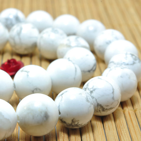 YesBeads Natural White Howlite smooth round loose beads wholesale gemstone jewelry 4mm-16mm 15"