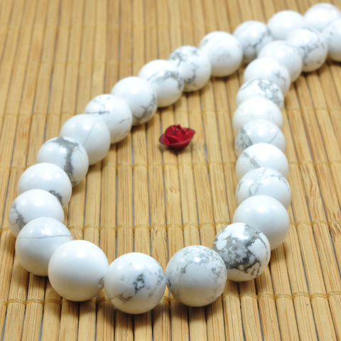 YesBeads Natural White Howlite smooth round loose beads wholesale gemstone jewelry 4mm-16mm 15"