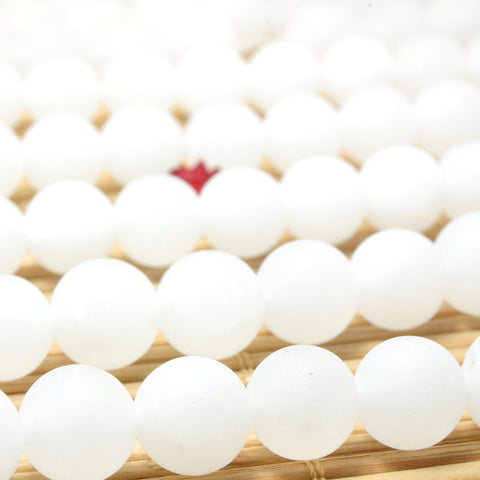 YesBeads Natural White Jade matte round loose beads wholesale gemstone jewelry 8mm10mm 15"