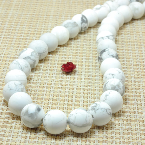 YesBeads Natural White Howlite matte round loose beads wholesale gemstone jewelry 4mm-16mm 15"