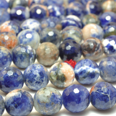 Natural Orange Sodalite stone faceted round beads wholesale gemstone jewelry making bracelet necklace diy