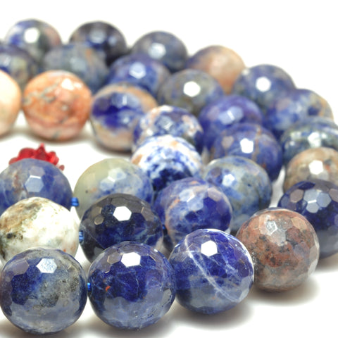 Natural Orange Sodalite stone faceted round beads wholesale gemstone jewelry making bracelet necklace diy