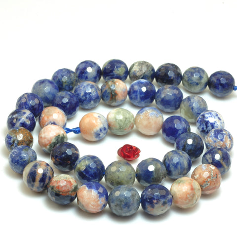 Natural Orange Sodalite stone faceted round beads wholesale gemstone jewelry making bracelet necklace diy
