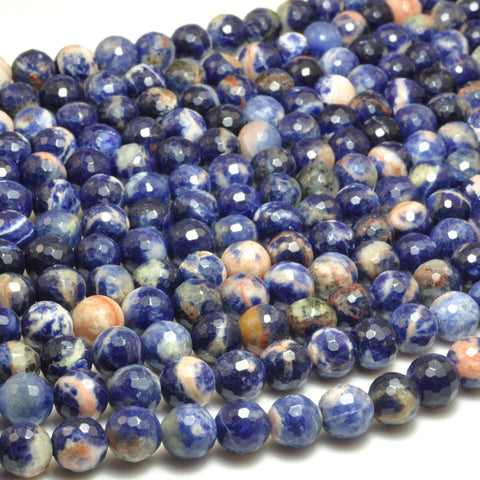 Natural Orange Sodalite stone faceted round beads wholesale gemstone jewelry making bracelet necklace diy