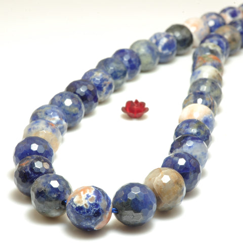 Natural Orange Sodalite stone faceted round beads wholesale gemstone jewelry making bracelet necklace diy