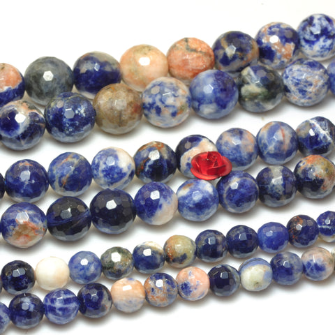 Natural Orange Sodalite stone faceted round beads wholesale gemstone jewelry making bracelet necklace diy