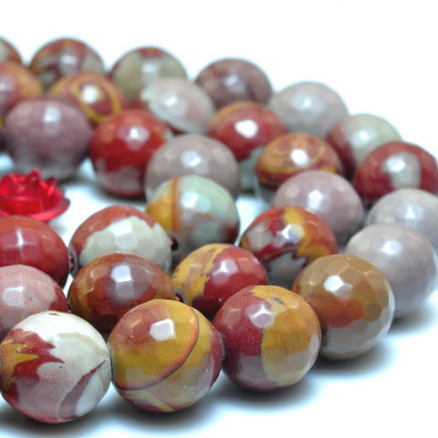 YesBeads Natural Noreena Jasper faceted round beads Australian red picture jasper gemstone 15"
