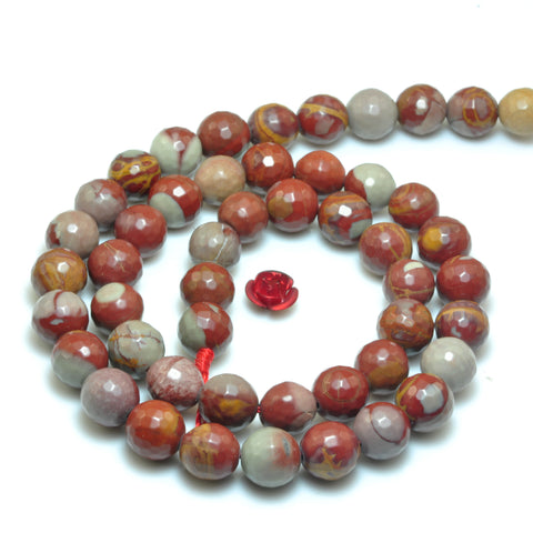 YesBeads Natural Noreena Jasper faceted round beads Australian red picture jasper gemstone 15"