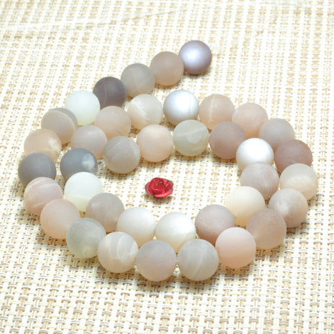 Natural Gray Moonstone matte round beads gemstone wholesale jewelry making bracelet necklace diy