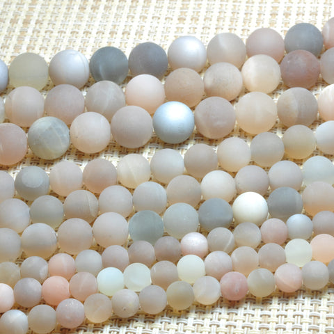 Natural Gray Moonstone matte round beads gemstone wholesale jewelry making bracelet necklace diy