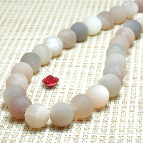 Natural Gray Moonstone matte round beads gemstone wholesale jewelry making bracelet necklace diy