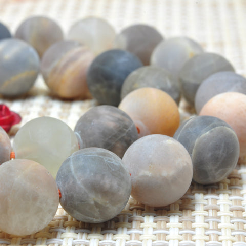 YesBeads Natural Sunstone matte round loose beads wholesale gemstone jewelry making 15"