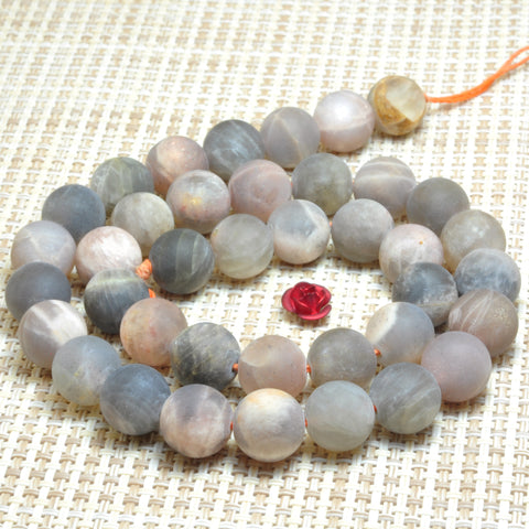 YesBeads Natural Sunstone matte round loose beads wholesale gemstone jewelry making 15"