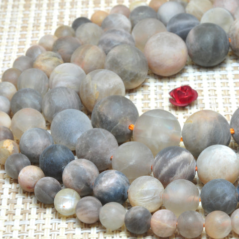YesBeads Natural Sunstone matte round loose beads wholesale gemstone jewelry making 15"