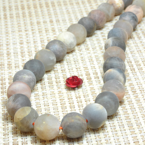 YesBeads Natural Sunstone matte round loose beads wholesale gemstone jewelry making 15"