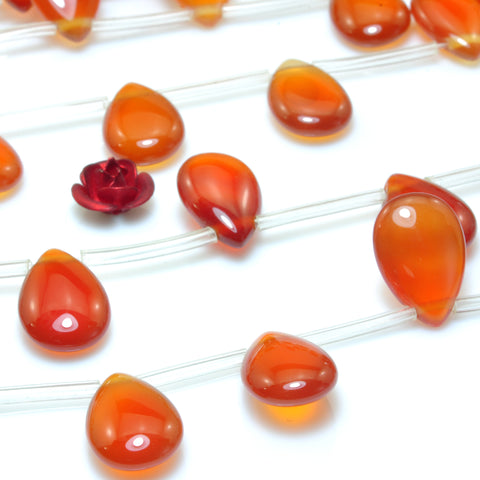 Natural Red Agate smooth teardrop beads top drill gemstone wholesale jewelry making earings diy