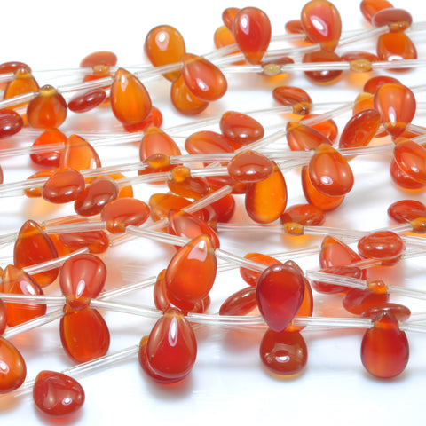 Natural Red Agate smooth teardrop beads top drill gemstone wholesale jewelry making earings diy