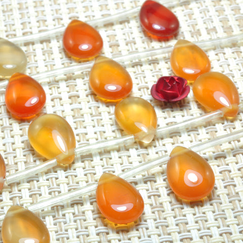 YesBeads Natural Rainbow Agate smooth teardrop beads top drill gemstone wholesale jewelry 8x12mm 15"