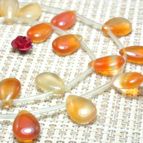 YesBeads Natural Rainbow Agate smooth teardrop beads top drill gemstone wholesale jewelry 8x12mm 15"