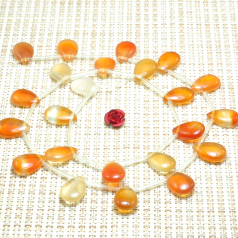 YesBeads Natural Rainbow Agate smooth teardrop beads top drill gemstone wholesale jewelry 8x12mm 15"