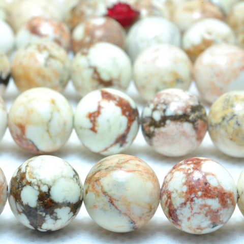 YesBeads Turquoise smooth round loose beads wholesale gemstone jewelry 10mm 15"