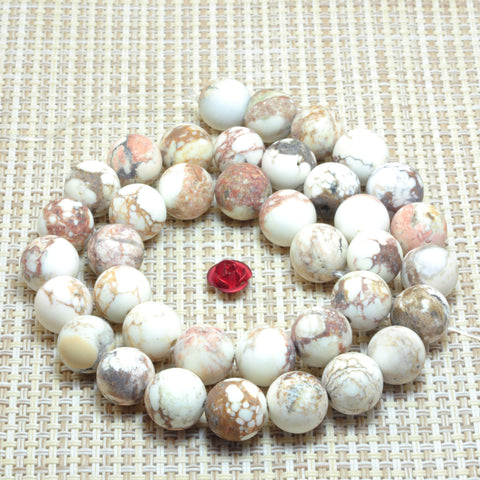 YesBeads Turquoise Matte round loose beads wholesale gemstone jewelry 10mm 15"