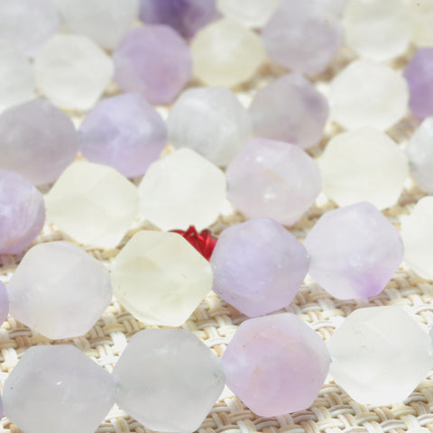 YesBeads Natural Citrine Amethyst matte star cut faceted nugget beads mix gemstone jewelry 15"