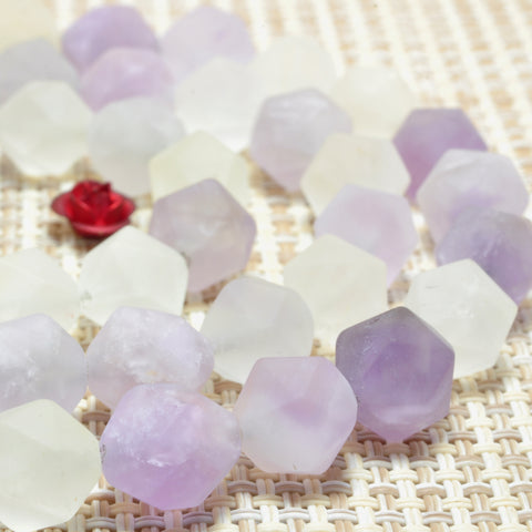 YesBeads Natural Citrine Amethyst matte star cut faceted nugget beads mix gemstone jewelry 15"