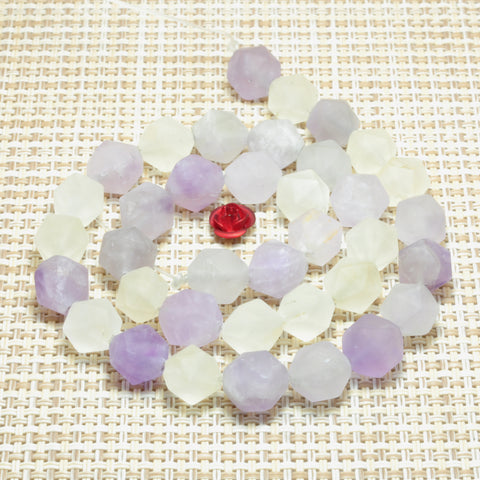YesBeads Natural Citrine Amethyst matte star cut faceted nugget beads mix gemstone jewelry 15"