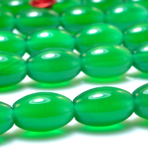 Natural Green Agate smooth rice beads wholesale gemstone jewelry making bracelet necklace diy