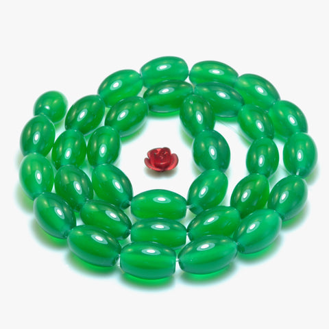 Natural Green Agate smooth rice beads wholesale gemstone jewelry making bracelet necklace diy